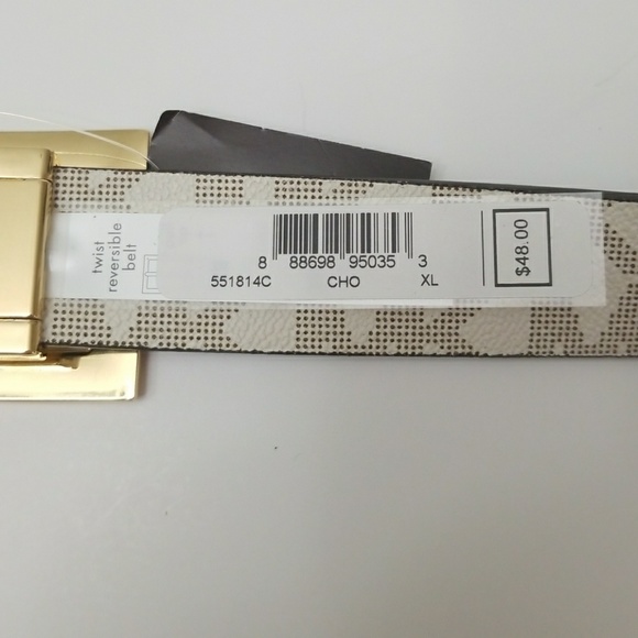 Michael Kors Logo Reversible Chocolate/White Belt - Picture 7 of 7